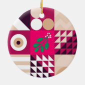 Roze moderne geometrische kerst keramisch ornament (Achterkant)