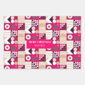 Roze Moderne Geometrische Kerstmis Genoemd Inpakpapier Vel (Voorkant)