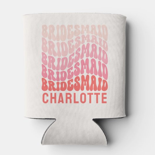 Roze moderne girale retro 60 eenvoudige vibes blikjeskoeler (Achterkant)