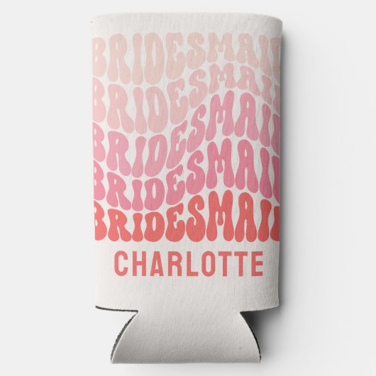 Roze moderne girale retro 60 simpele vibes simpel seltzer blikjeskoeler (Achterkant)