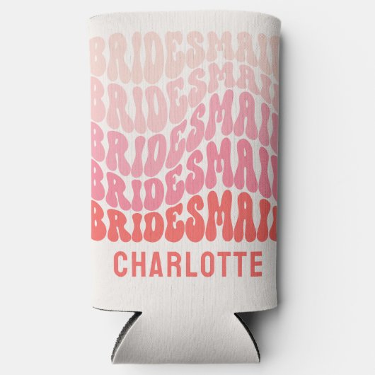 Roze moderne girale retro 60 simpele vibes simpel seltzer blikjeskoeler (Voorkant)