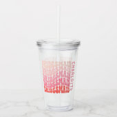 Roze moderne girale retro 60's eenvoudige bruidsme acryl drinkbeker (Voorkant)