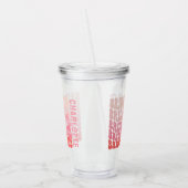 Roze moderne girale retro 60's eenvoudige bruidsme acryl drinkbeker (Links)