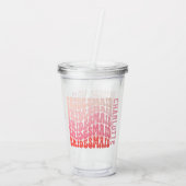 Roze moderne girale retro 60's eenvoudige bruidsme acryl drinkbeker (Achterkant)