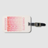 Roze moderne girale retro 60's eenvoudige bruidsme bagagelabel (Voorkant (horizontaal))