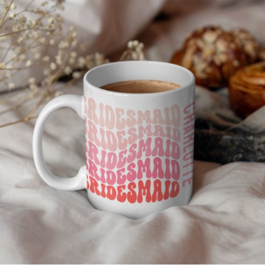 Roze moderne girale retro 60's eenvoudige bruidsme koffiemok