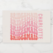 Roze moderne girale retro 60's eenvoudige bruidsme sparkling wijnetiket (Enkel label)