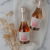 Roze moderne girale retro 60's eenvoudige bruidsme sparkling wijnetiket