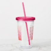 Roze moderne girale retro 60's simpele eerwaanvorm acryl drinkbeker (Links)