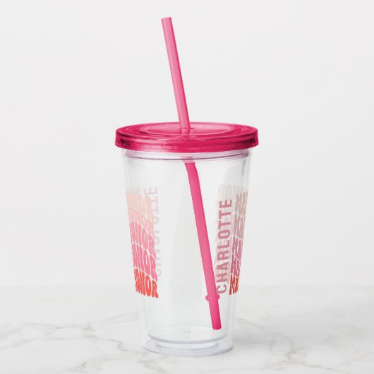 Roze moderne girale retro 60's simpele eerwaanvorm acryl drinkbeker (Links)