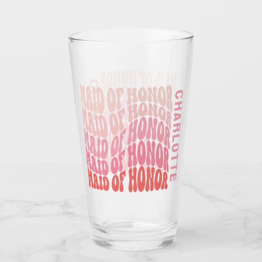 Roze moderne girale retro 60's simpele eerwaanvorm glas (Achterkant)