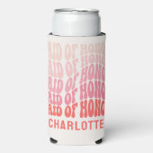 Roze moderne girale retro 60's vibes maid of eren seltzer blikjeskoeler (Seltzer Voorkant)