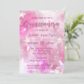Roze moderne glam game Starry Quinceañera Kaart (Staand voorkant)