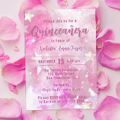 Roze moderne glam game Starry Quinceañera Kaart