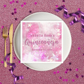 Roze moderne glam game Starry Quinceañera Servet