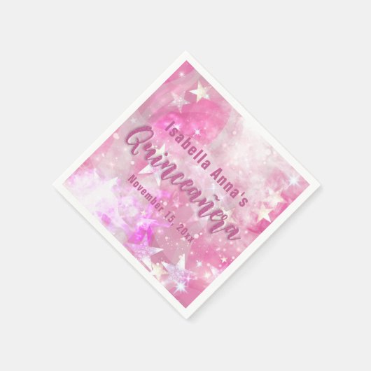 Roze moderne glam game Starry Quinceañera Servet (Hoek)