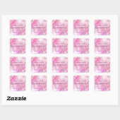 Roze moderne glam game Starry Quinceañera Vierkante Sticker (Vel)