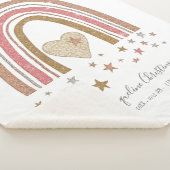 Roze Moderne Glitter Regenboog Geboorte Stats Meis Sherpa Deken (3/4)