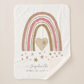 Roze Moderne Glitter Regenboog Geboorte Stats Meis Sherpa Deken (Voorkant)