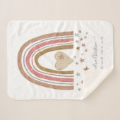 Roze Moderne Glitter Regenboog Geboorte Stats Meis Sherpa Deken (Voorkant (horizontaal))