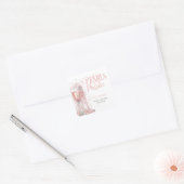 Roze Moderne Glitterparels en Prosecco Vierkante Sticker (Envelop)