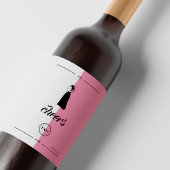 Roze moderne HandDrawn Paar Bruiloft Wijn Etiket