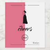 Roze moderne HandDrawn Paar Bruiloft Wijn Etiket (Enkel label)