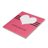 Roze moderne hartTegel Tegeltje (Zijkant)