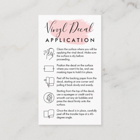 Roze moderne instructies voor de toepassing van he visitekaartje (Achterkant)