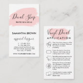 Roze moderne instructies voor de toepassing van he visitekaartje (Voorkant / Achterkant)