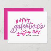 Roze moderne kalligrafie Happy Galentine's Day Car (Voorkant / Achterkant)