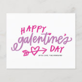 Roze moderne kalligrafie Happy Galentine's Day Car (Voorkant)
