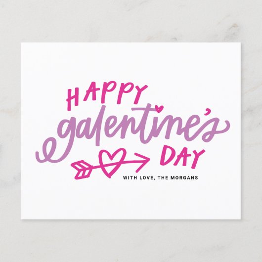 Roze moderne kalligrafie Happy Galentine's Day Car (Voorkant)