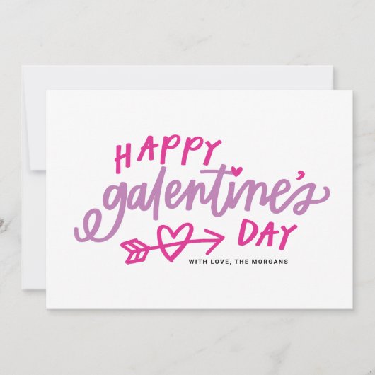 Roze moderne kalligrafie Happy Galentine's Day Feestdagenkaart (Voorkant)