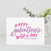Roze moderne kalligrafie Happy Galentine's Day Feestdagenkaart (Staand voorkant)