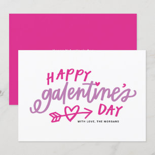 Roze moderne kalligrafie Happy Galentine's Day Feestdagenkaart