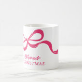Roze Moderne Kerst Classic Bows Vakantie Koffiemok (Center)