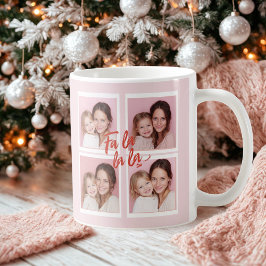 Roze Moderne Kerst Foto Collage | Fa La La Koffiemok