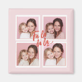 Roze Moderne Kerst Foto Collage | Fa La La Magneet (Voorkant)