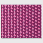 Roze moderne kerstbomen cadeaupapier (Vlak)