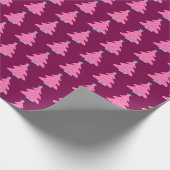 Roze moderne kerstbomen cadeaupapier (Hoek)