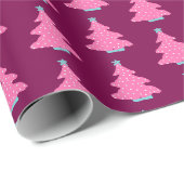Roze moderne kerstbomen cadeaupapier (Rol Hoek)