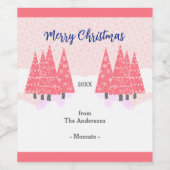 Roze moderne kerstbomen Wijnlabel Wijn Etiket (Enkel label)