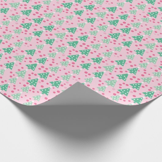 Roze Moderne Kerstboom Cadeaupapier (Hoek)