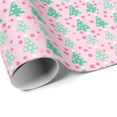 Roze Moderne Kerstboom Cadeaupapier (Rol Hoek)
