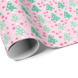 Roze Moderne Kerstboom Cadeaupapier