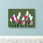 roze moderne kleurrijke tulp bloemendigitaal canvas afdruk (Insitu (Houten vloer))