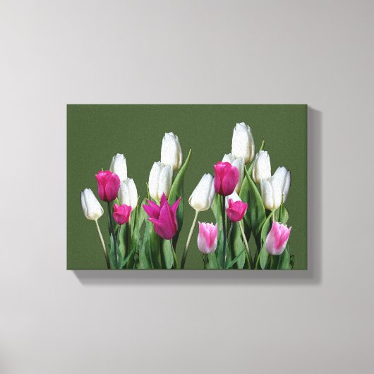 roze moderne kleurrijke tulp bloemendigitaal canvas afdruk (Voorkant)