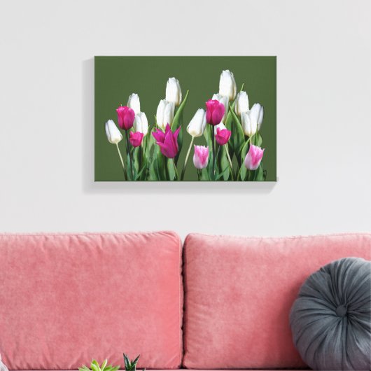  roze moderne kleurrijke tulp bloemendigitaal canvas afdruk (Insitu (Woonkamer))