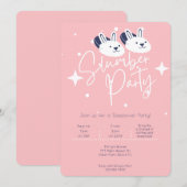 Roze moderne konijnpantoffels logeerpartij slaapfe kaart (Voorkant / Achterkant)